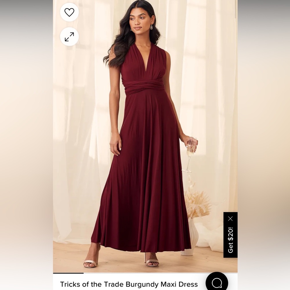 Lulu’s Tricks of the Trade Convertible Maxi Dress - Burgundy - Size XS